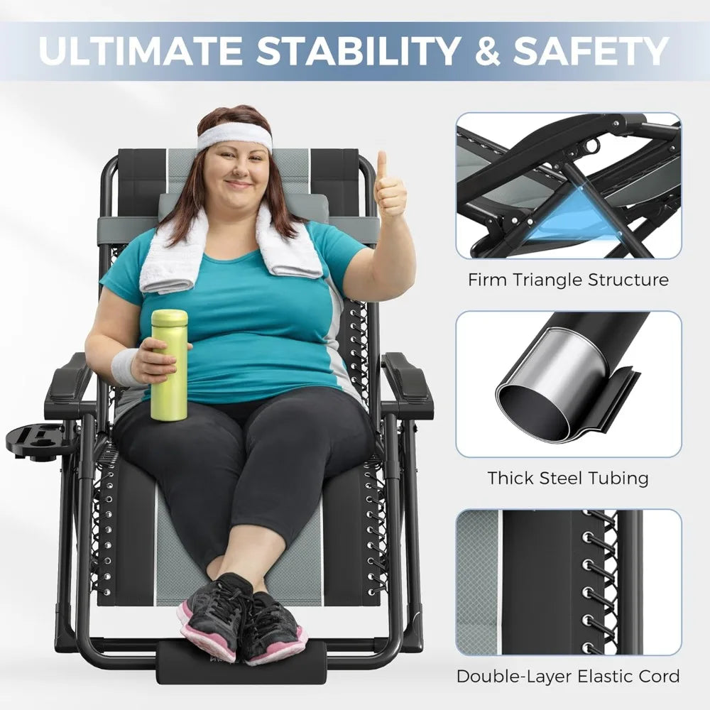 Zero-gravity Extra-large Outdoor Anti-gravity Chair, Folding and Adjustable Chair with Cup, Customizable