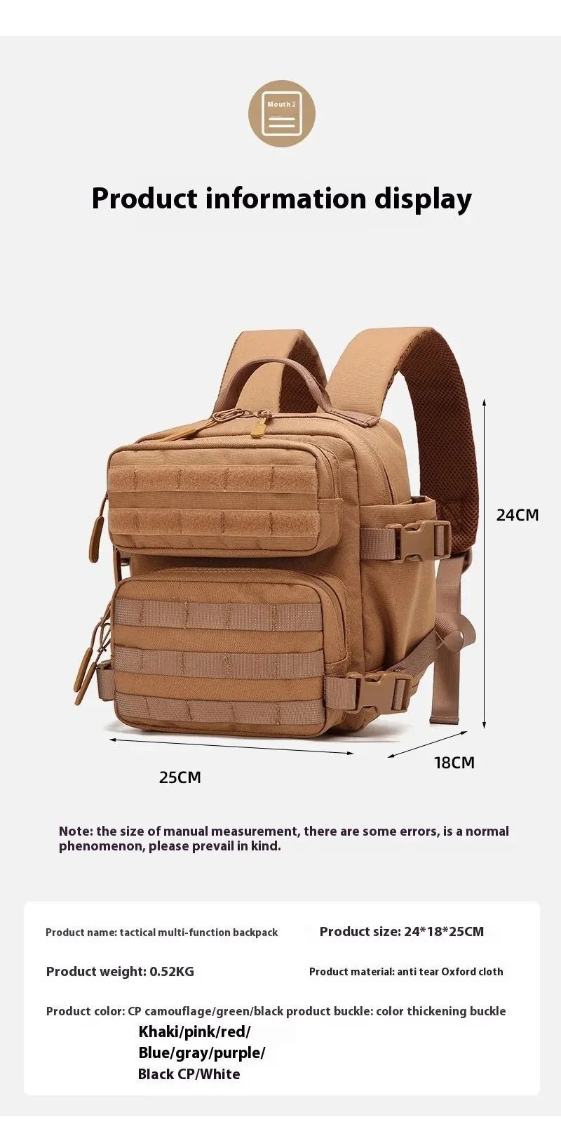 9L Sport Backpack MOLLE 3 Day Bug Out Bag Mini Outdoor Pack for Women Men EDC Camping Hiking Rucksack