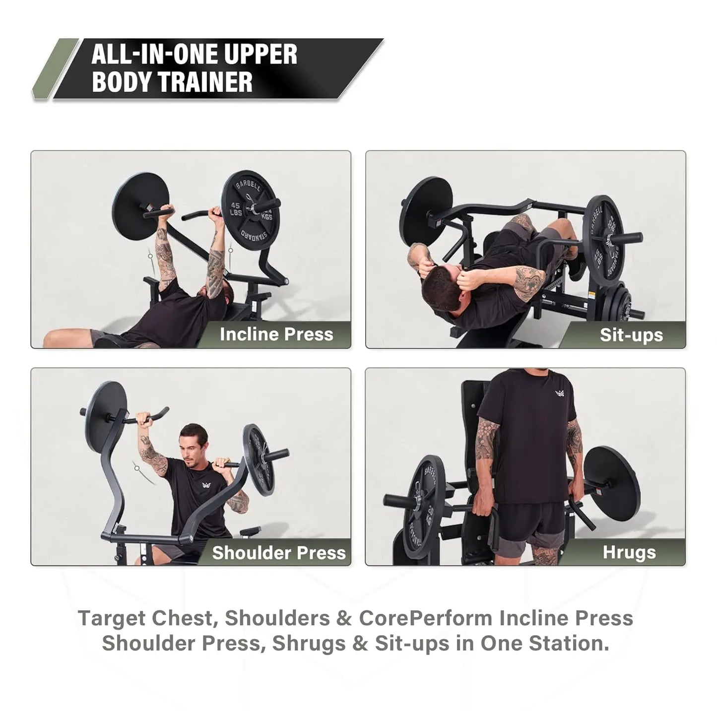 P1 Bench Press Rack with Independent Arms – Adjustable Flat & Incline Bench Press for Chest & AB Workouts , Customized