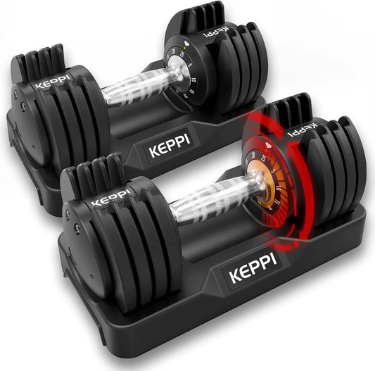 Adjustable Dumbbells Set 25-60lb, Quick Change Anti-Slip Handle for Full Body Home Workout