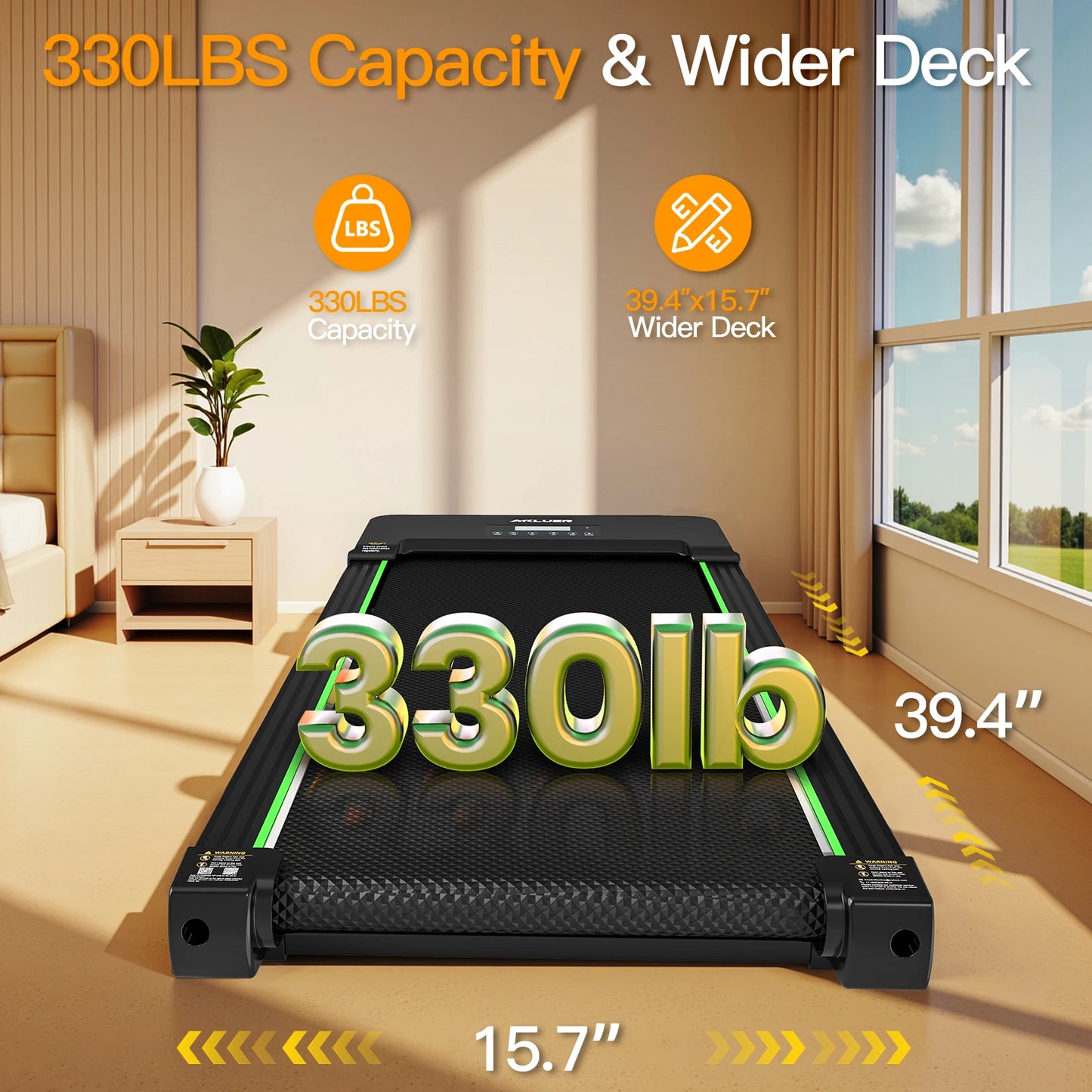 Akluer Walking Pad with 12% Auto Incline, 2.5HP Quiet Portable Treadmills with Smart App & Bluetooth Speaker for Home and Office