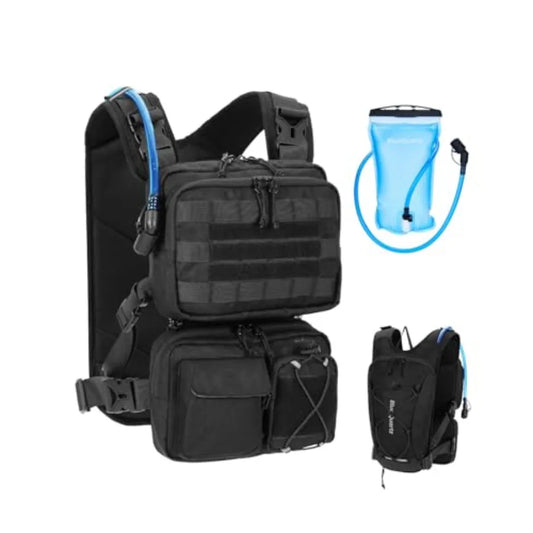 3-in-1 Running Vest with 2L Water Bladder Lightweight Tactical Hydration Backpack with Detachable Waist Pack Reflective Chest P