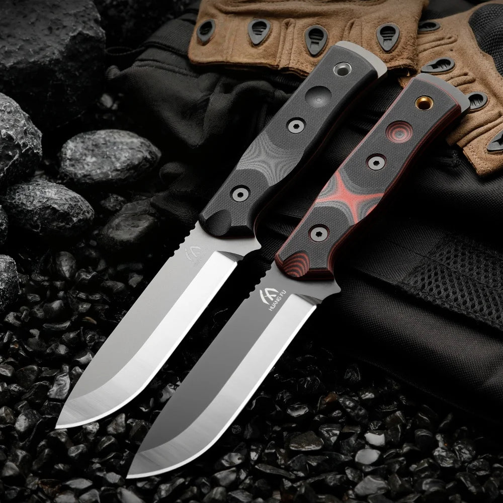 High-quality steel fixed-blade outdoor knife, camping knife with high-hardness stainless steel integrated spine and sheath, emer