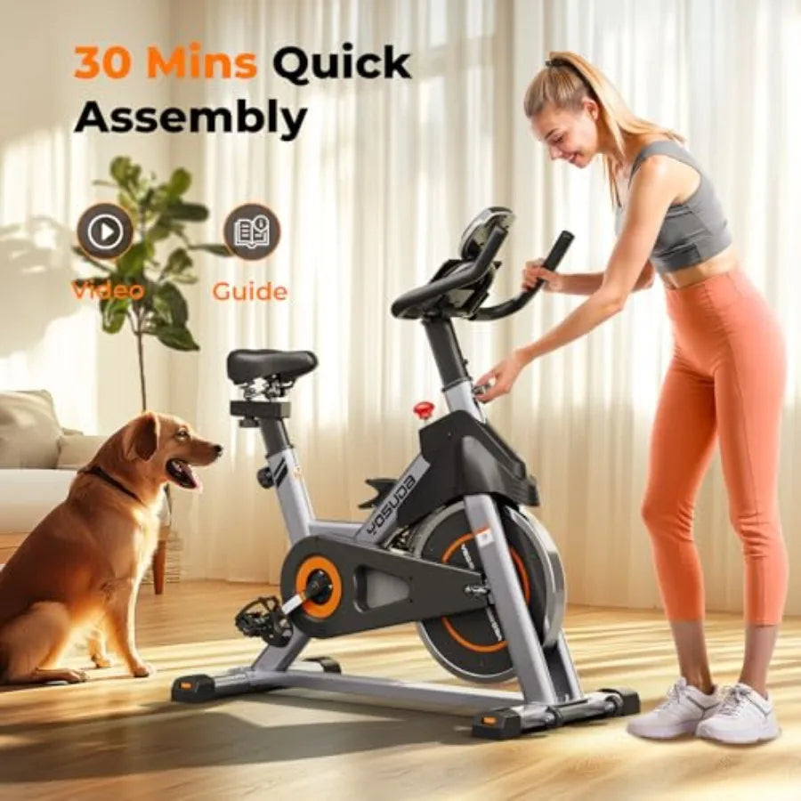 Magnetic Exercise Bike for Home 350 LBS Ccity Brake Pad Stationary Bike Indoor with Exclusive App and Fitness Courses for Weigh