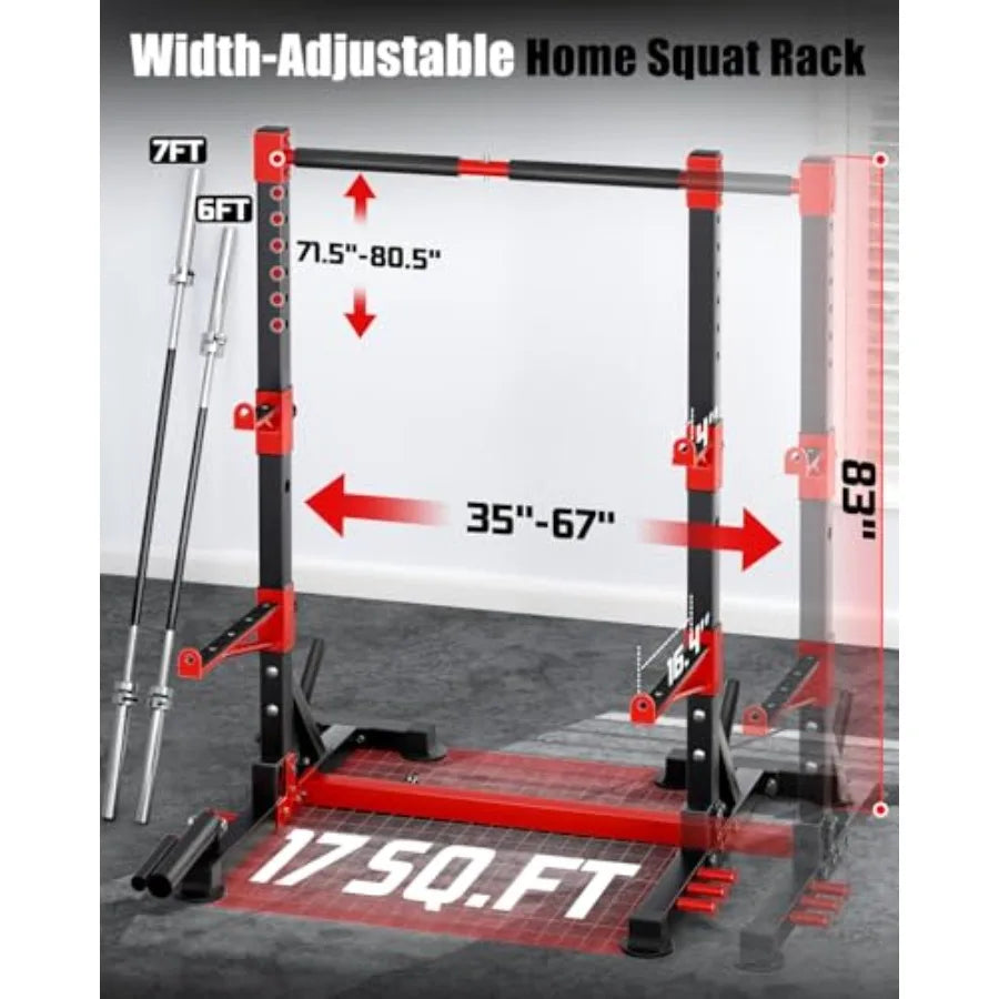 Smith Machine Squat Rack Combo Multi-Functional Power Racks with Adjustable Width Pull-Up Bar Cable Crossover Power Cage Indepe