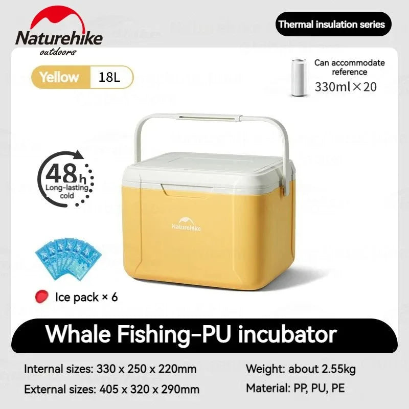 Naturehike 18L Cooler Box Portable Insulated Ice Chest Box Outdoor Picnic Food Cold Preservation Box Fishing Barbecue