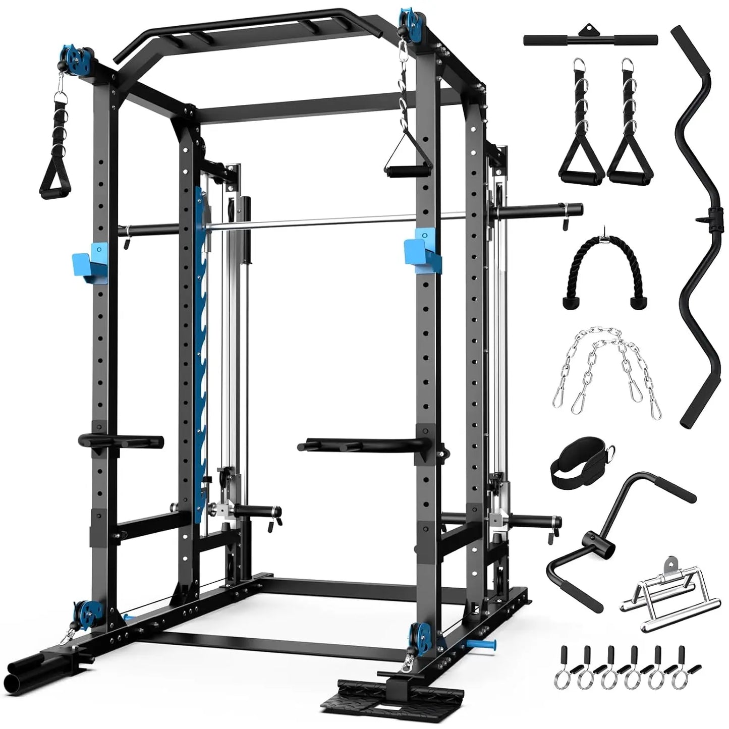 Power Cage with Cable Crossover/Smith Machine System LAT-Pull Down System Power Rack Squat Rack Training, Customized