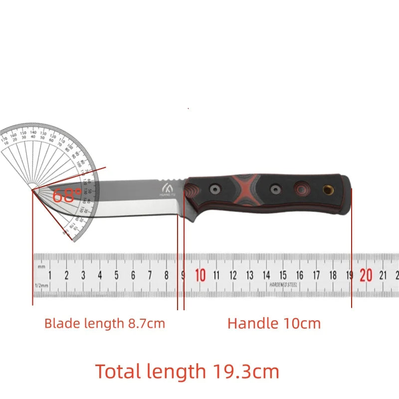 High-quality steel fixed-blade outdoor knife, camping knife with high-hardness stainless steel integrated spine and sheath, emer