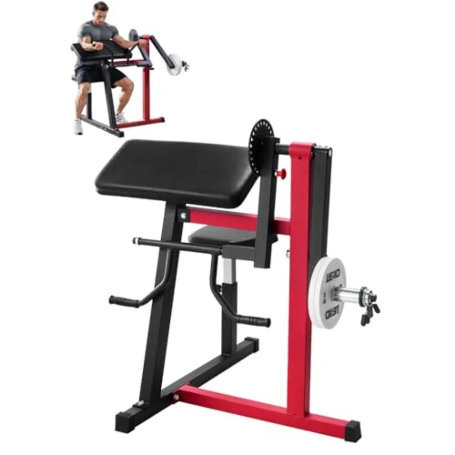 2 in 1 Preacher Curl Machine with Seated Arm Isolated Bicep Station and Triceps Extension for Home Gym Steel Frame Black Adjust