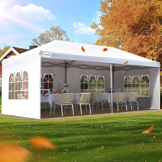10x20 Pop up Canopy Tent with Sidewalls Windows Waterproof for Outdoor Party Wedding, Custom