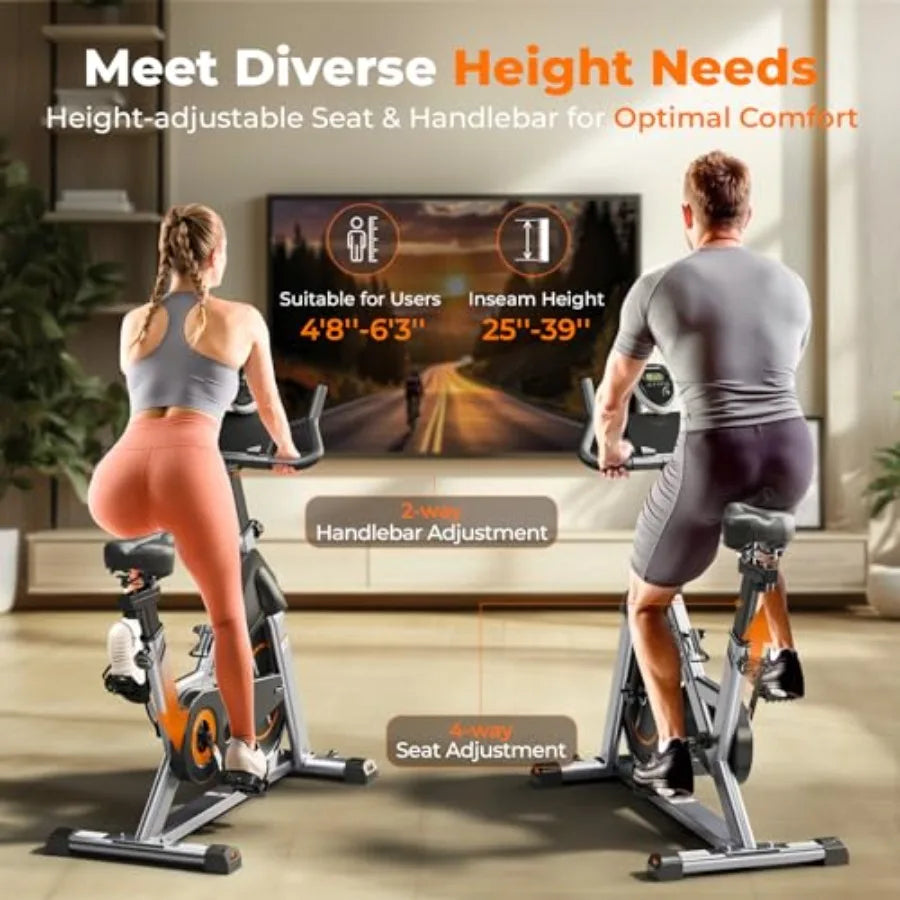 Magnetic Exercise Bike for Home 350 LBS Ccity Brake Pad Stationary Bike Indoor with Exclusive App and Fitness Courses for Weigh