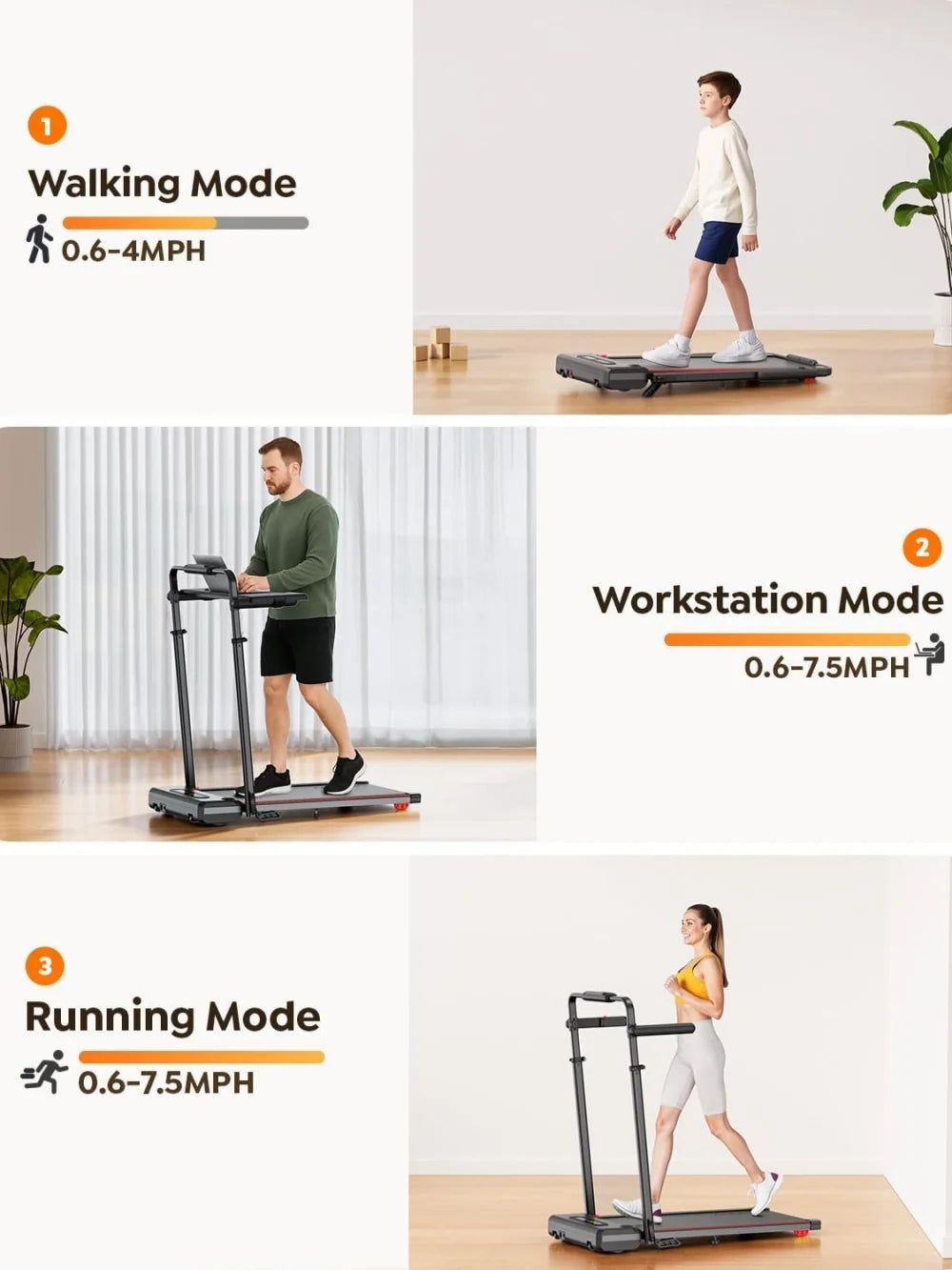 Walking Pad with Bracket Silent Treadmill for Home Compact Foldable Running Machine Indoor Fitness Equipment