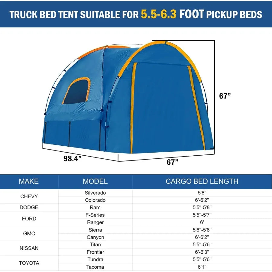 Pickup Truck Tent with Awning ShadeWaterproof PU5000mm Ox for 5.56.3 FT Truck Bed for Camping Travel Outdoor Activities for Che