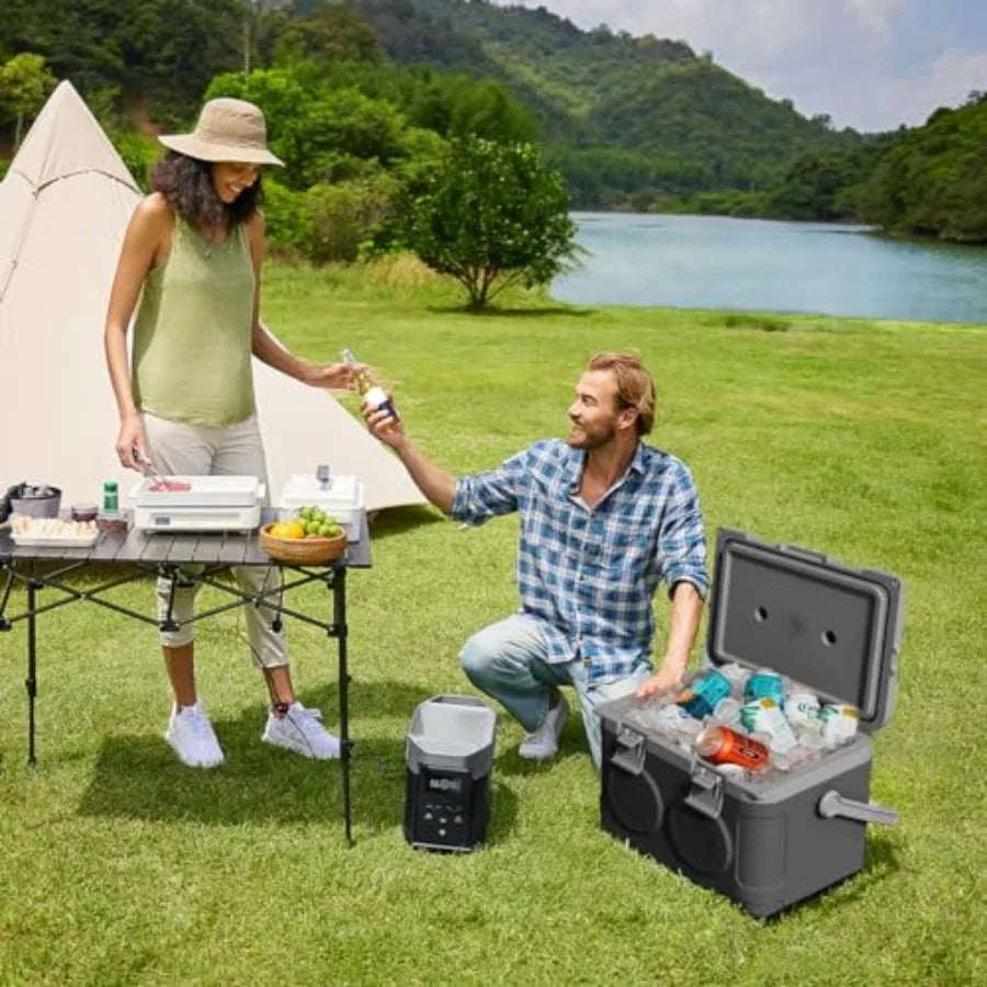 Camp Cooler with Bluetooth Speaker 22 Quart 48 Hours Ice Retention Portable Handle Outdoor Camping Cooler for BBQs Beach Hiking