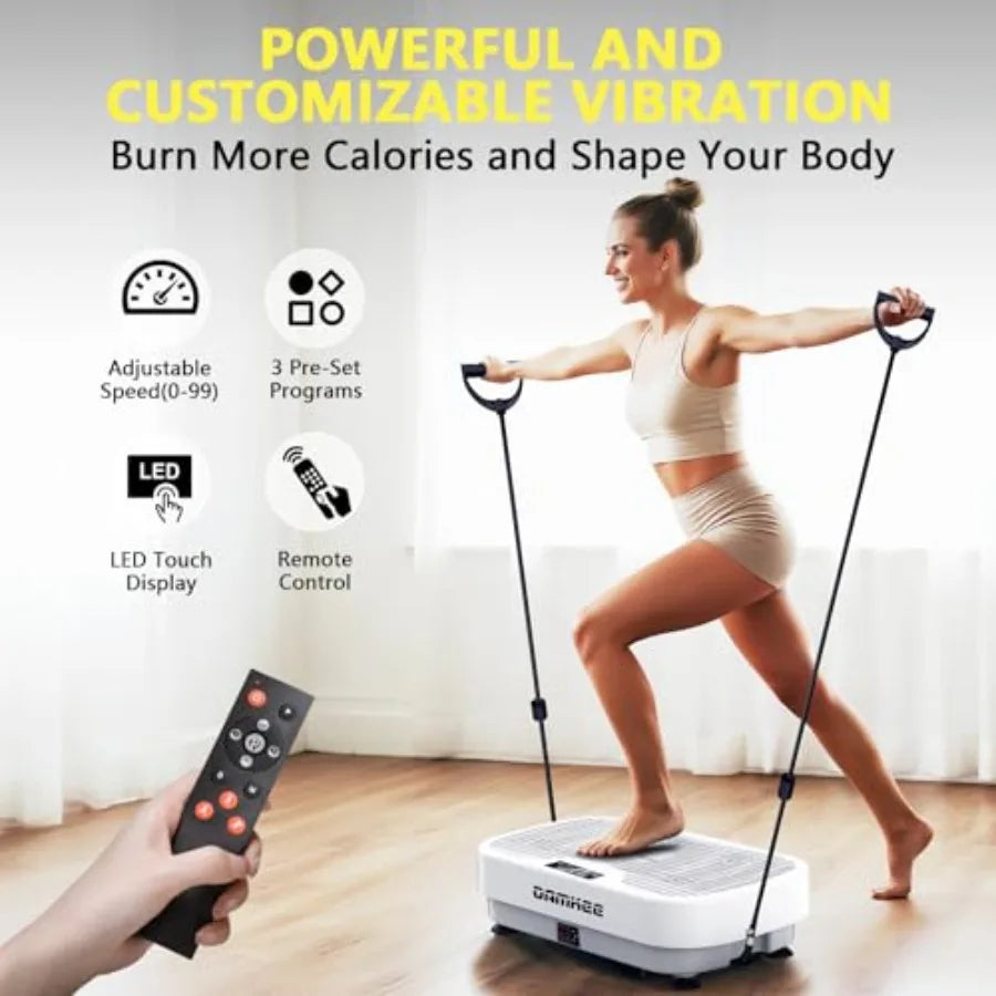 Vibrating Board Exercise Machine for Lymphatic Drainage 120 Speeds Upgraded Vibrating Platform Full Body Workout Equipment Blac