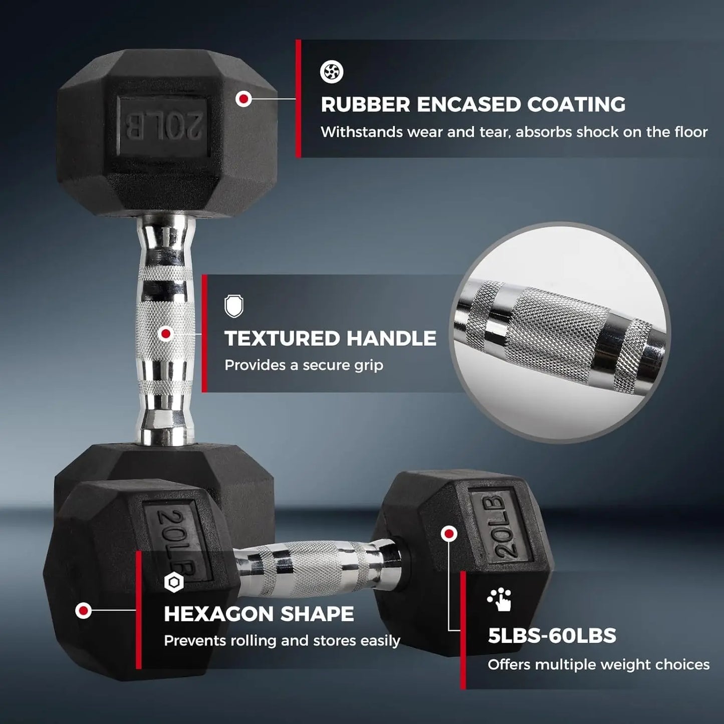 250LB/300LB/350LB/550LB/650LB Rubber Hex Dumbbell Sets with Weights Rack, Multiple Color Choices Available, Great, Customized
