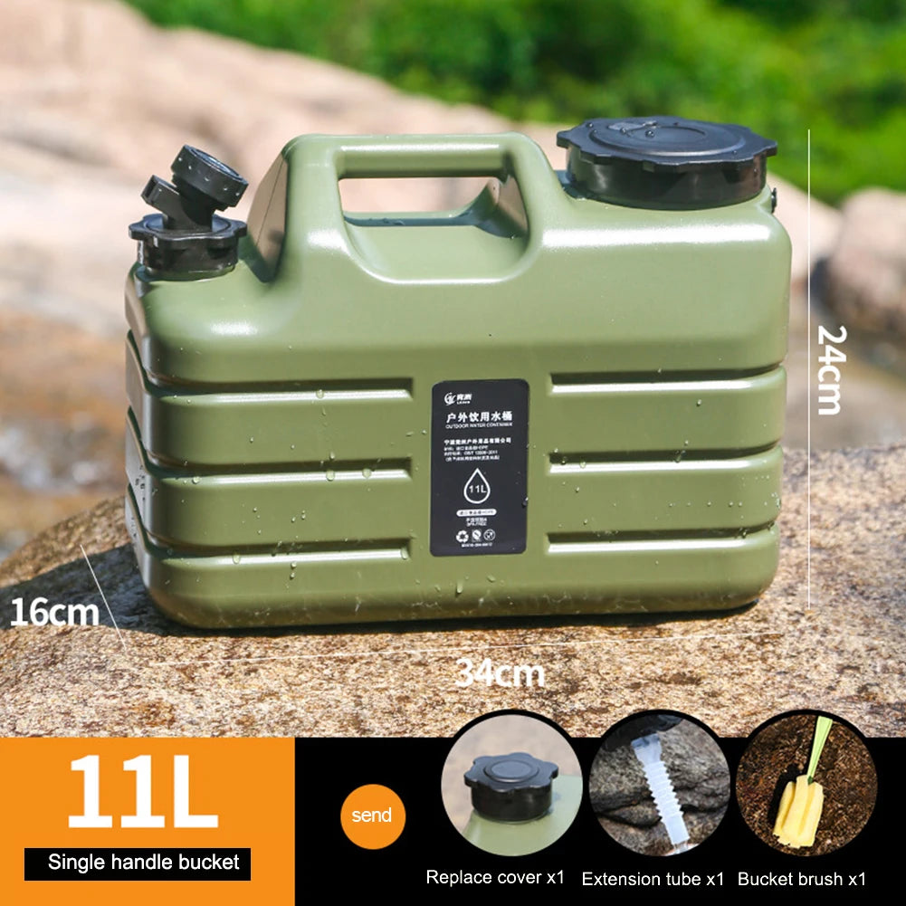 11L Camping Bucket Water Storage Large Capacity Portable Camp Water Bag with Detachable Faucet for Camping Fishing Picnic Hiking