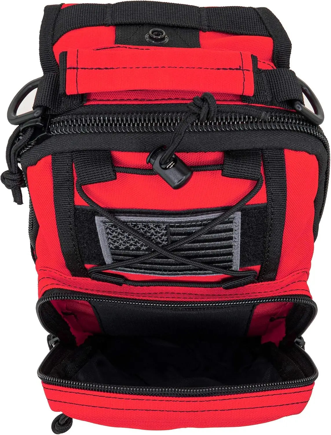Tactical EMS Sling Backpack for First Aid & Outdoor Rescue, Adjustable Strap, Red