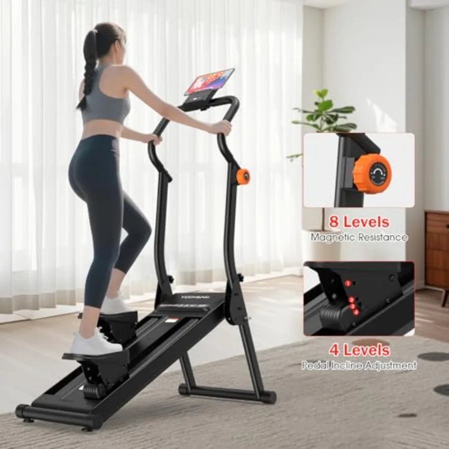 Magnetic Stair Stepper with 8-Level Adjustable Resistance and LED Screen for Home Gym Foldable Vertical Climber in Black with 3