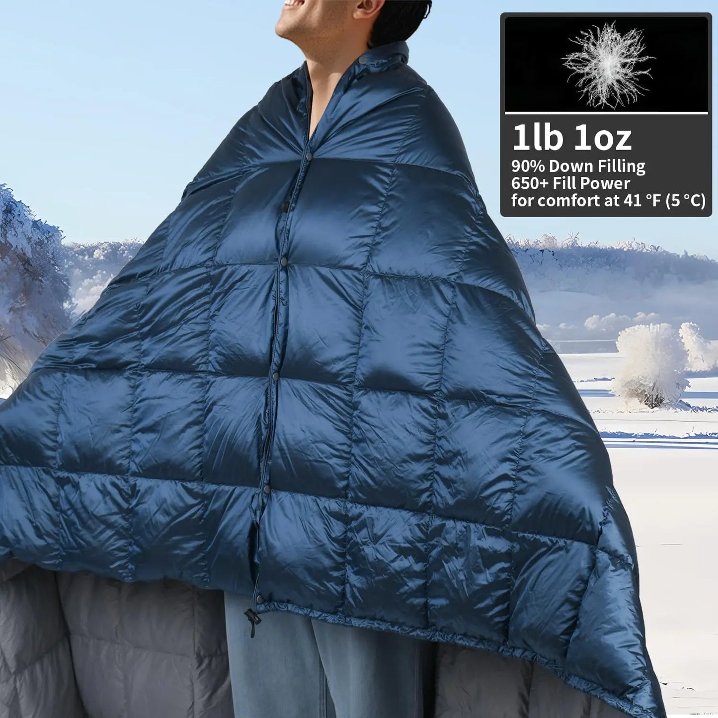 Lightweight Packable Down Camping Blanket Warm Puffy Outdoor Travel Quilt for Hiking Backpacking Festivals Water-Resistant