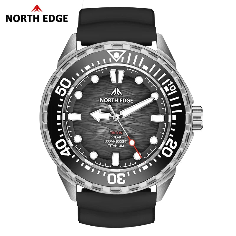 NORTH EDGE TRITON-Ti smartwatch Solar Powered Dive Watch Titanium Alloy Case Men Luxury Quartz Watches For Men Waterproof 300M