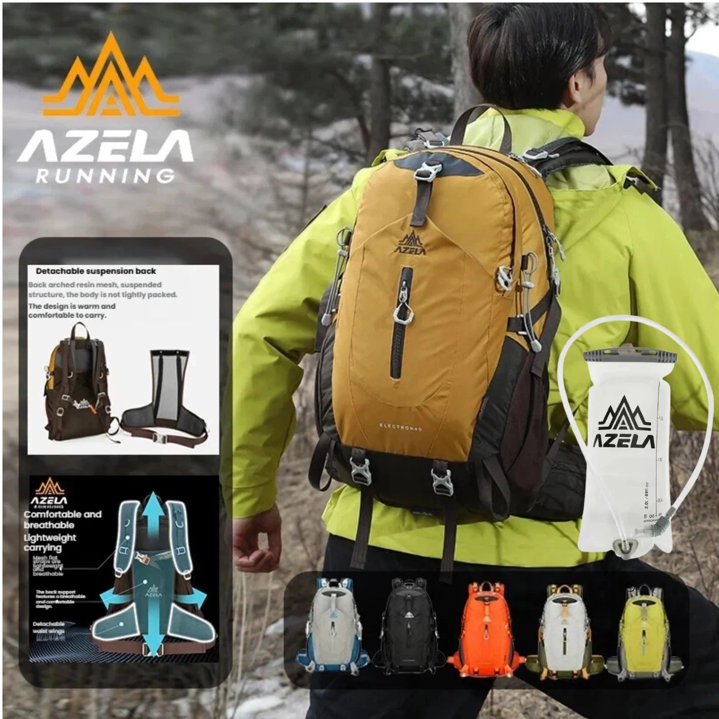 Large Waterproof Backpack 40L Bag Camping Hiking Walking Outdoor Travel Rucksack Durable Nylon