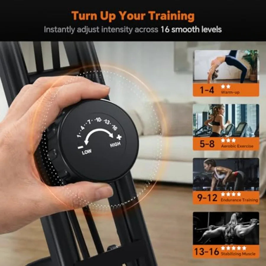 Foldable Exercise Bike for Small rtment Home Use with 5.5lb Flywheel and Arm Resistance Bands 300LB Ccity 10dB Quiet Operation