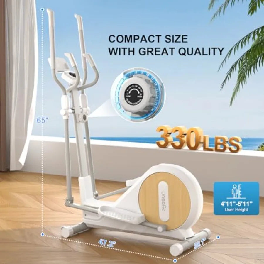 Elliptical Training Machines for Home with Hyper-Quiet Magnetic Driving System 330 LBS Loading Capacity Silver