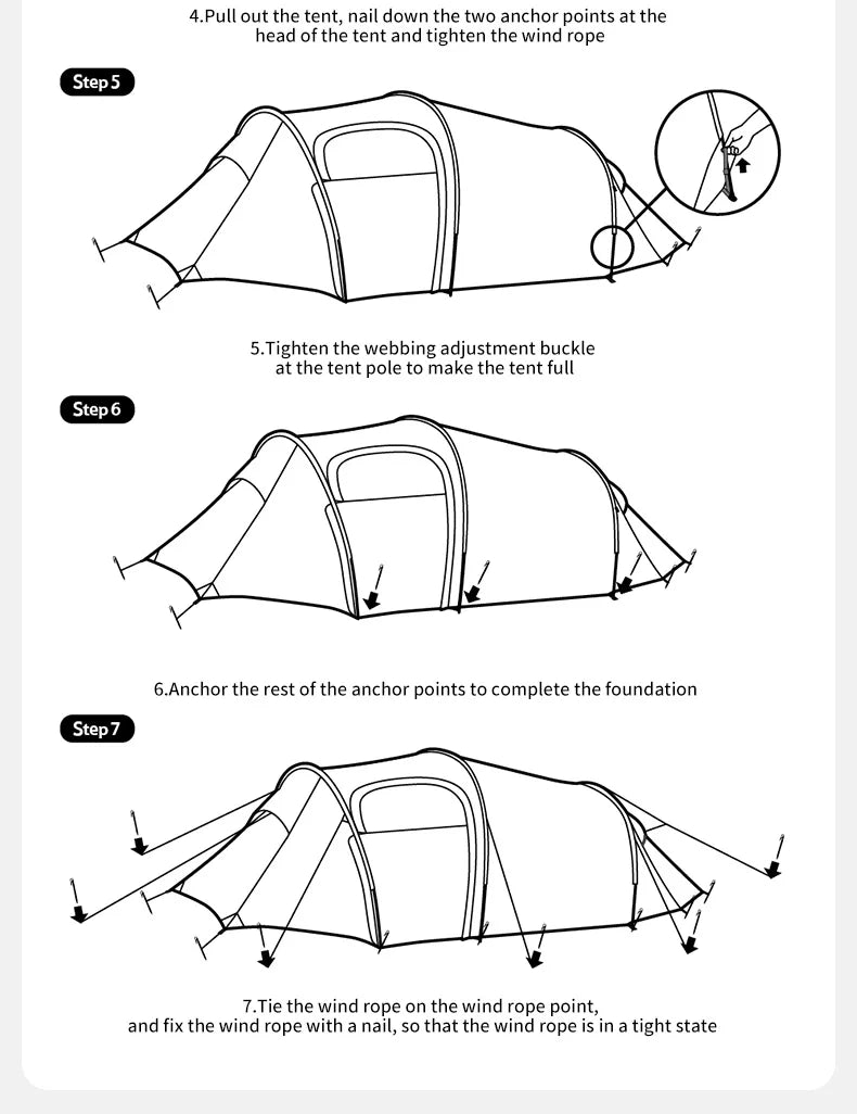 Naturehike Opalus UL Tunnel Tent Lightweight 15D Nylon Hiking Tent Large Space Outdoor Camping Travel 4 Season 2-3 Person Tent