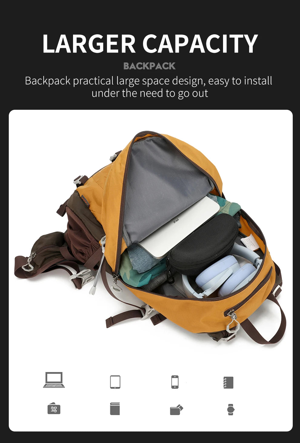 Large Waterproof Backpack 40L Bag Camping Hiking Walking Outdoor Travel Rucksack Durable Nylon