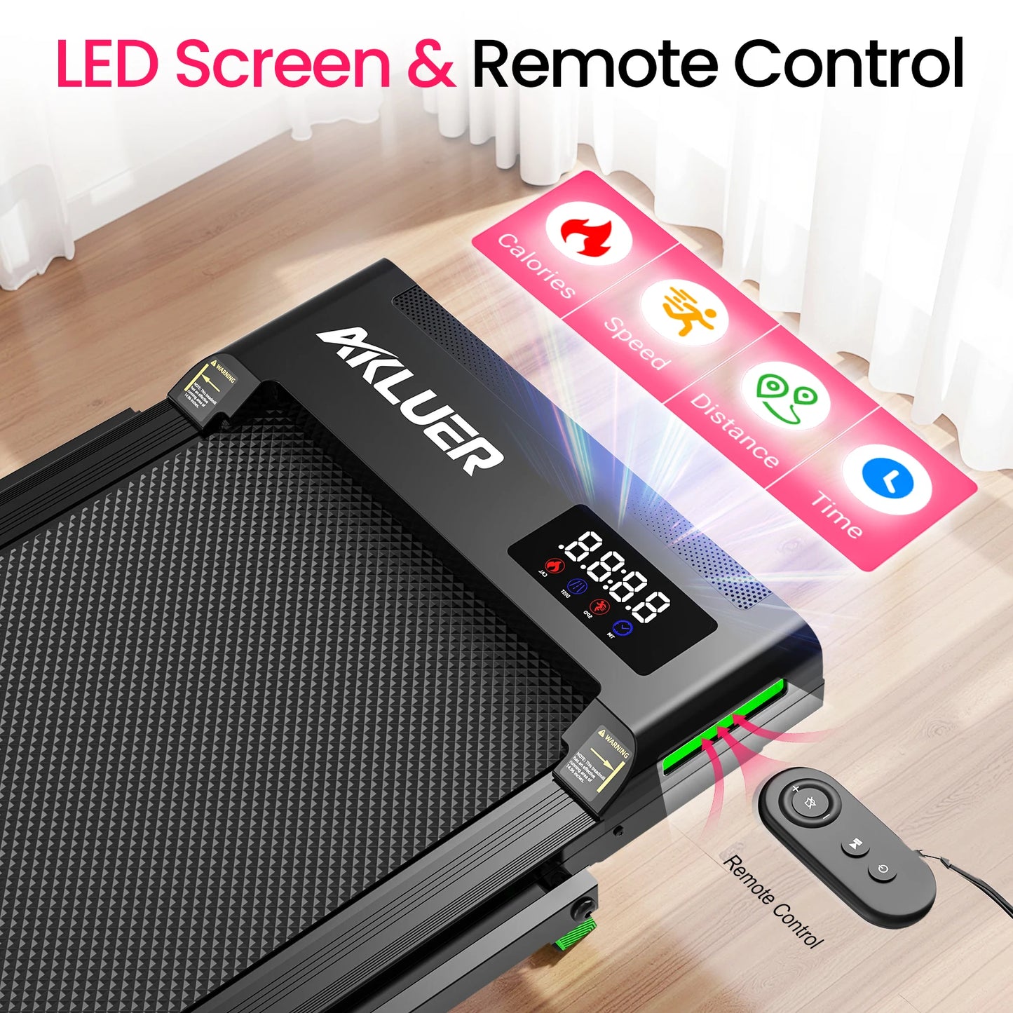 Akluer Walking Pad Treadmill with Incline,2.5HP Portable Walking Pad with Remote Control and LED Display for Home & Office