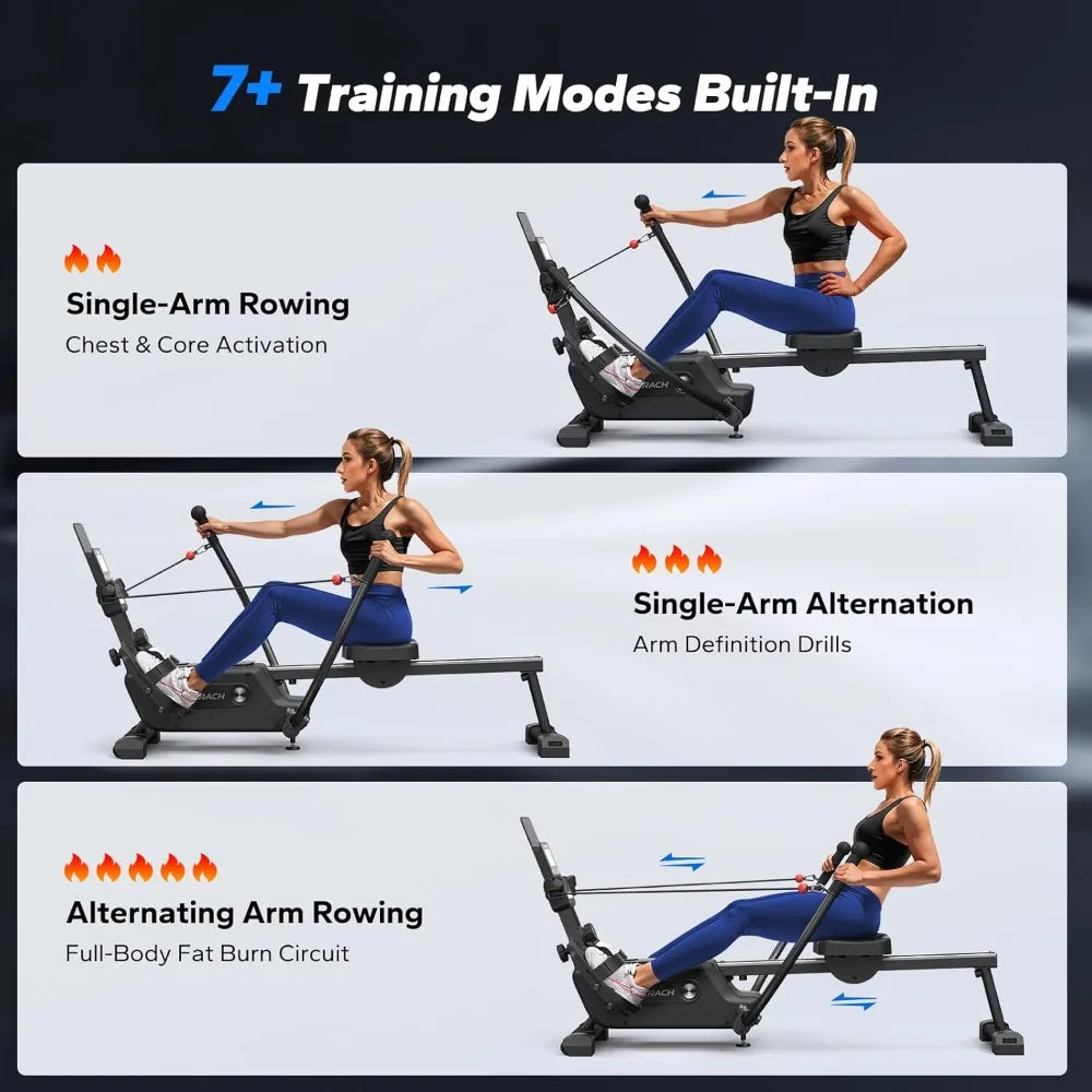 Magnetic Rowing Machine with 16-Level Resistance, Bluetooth App & 1000+ Workouts - Ultra-Quiet Home Fitness Equipment