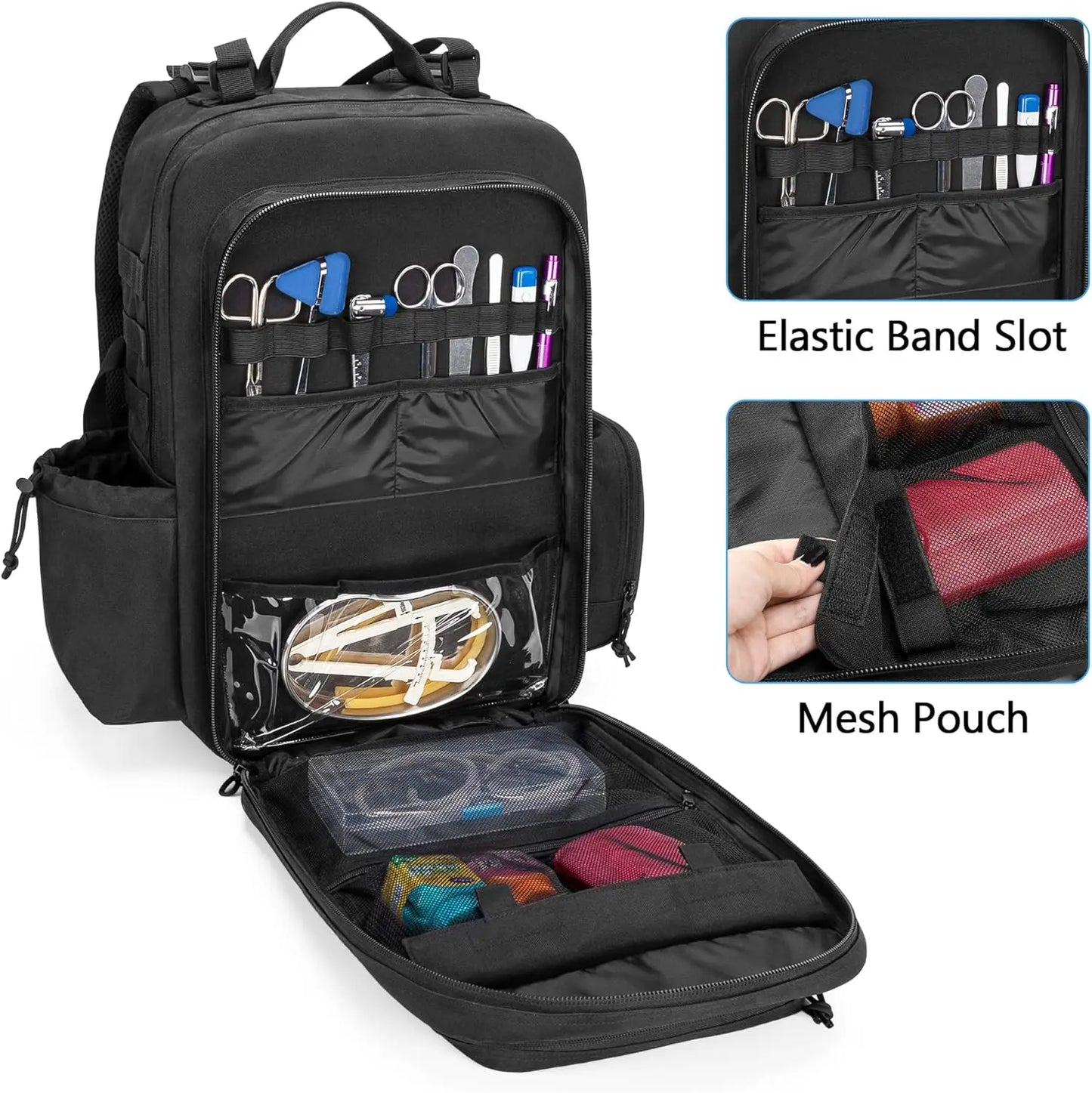 Tactical Medical Backpack for First Aid, Hiking, Trekking, Hunting, Camping - Black (Bag Only)