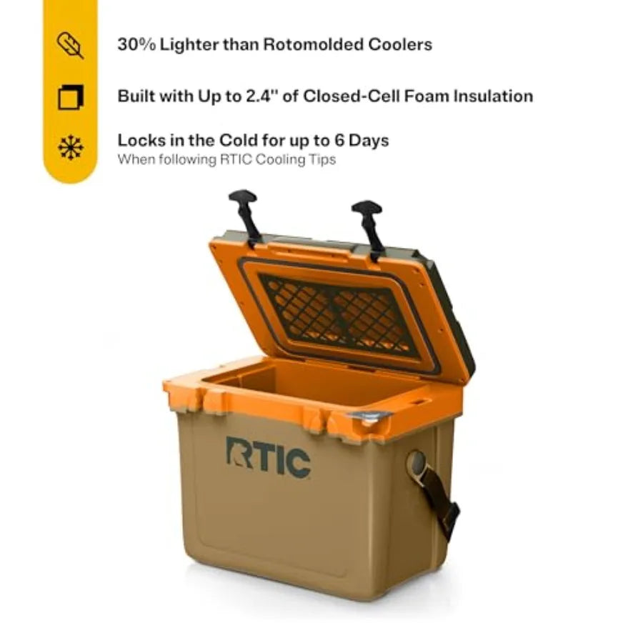Ultra-Light 22 Quart Hard Cooler Insulated Portable Ice Chest Box for Drink Beverage Beach Camping Picnic Fishing Boat Barbecue
