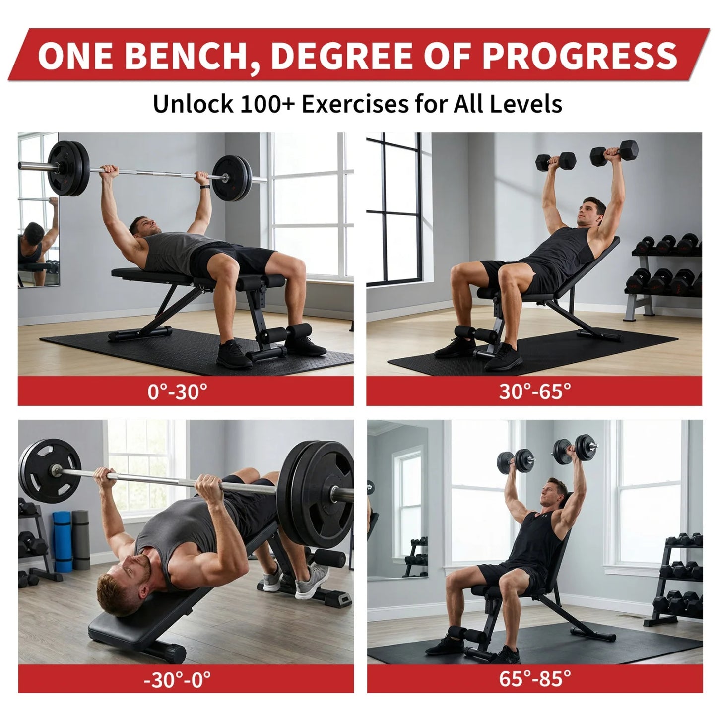 Adjustable Weight Bench with Leg Extension & Preacher Curl,Incline Decline Workout Bench for Home Gym, Heavy Duty Exercise Bench