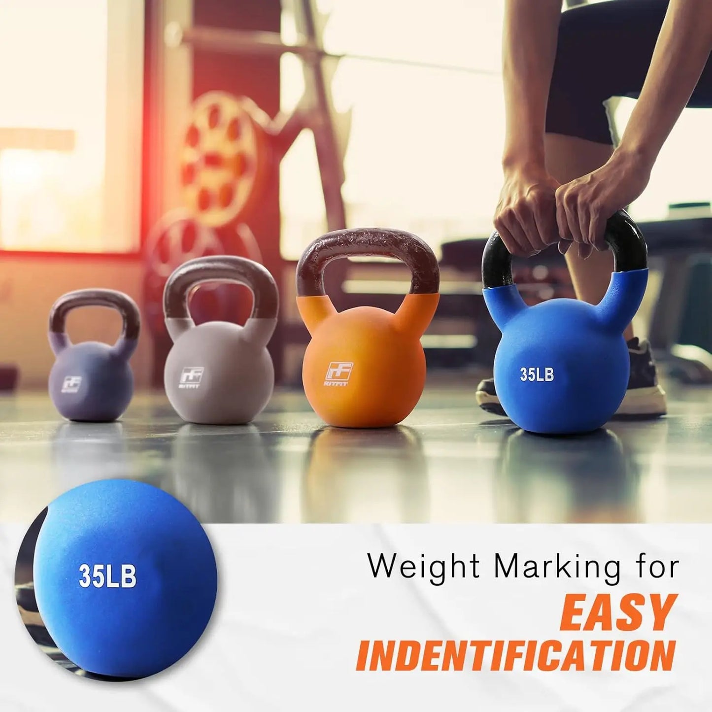 Neoprene Coated Cast Iron Kettlebell Set - 20lb, 25lb, 30lb for Home Gym Strength Training