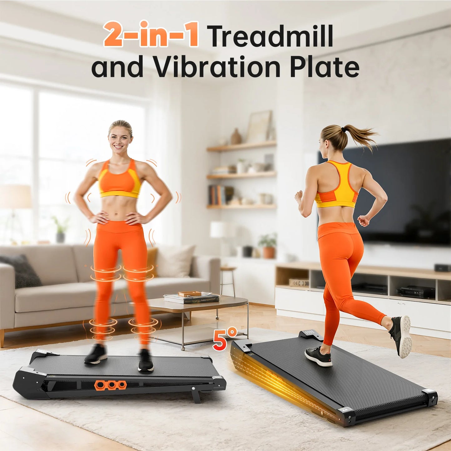 AKLUER Walking Pad with Incline,Low Noise Walking Vibration Treadmill with Remote Control,300lbs Capacity,2.5HP for Home&Office