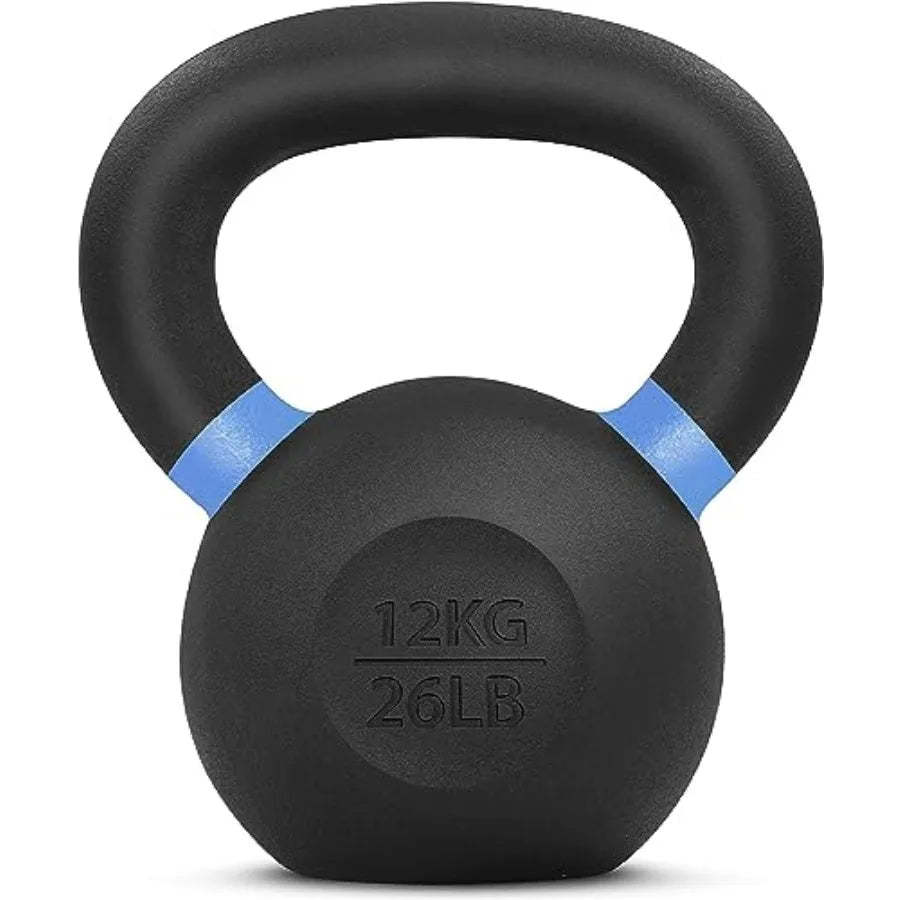 Powder Coated Kettlebell Cast Iron Core Kettlebells with Non-Slip Handle Flat Bottom for Conditioning Heavy Duty for Strength T