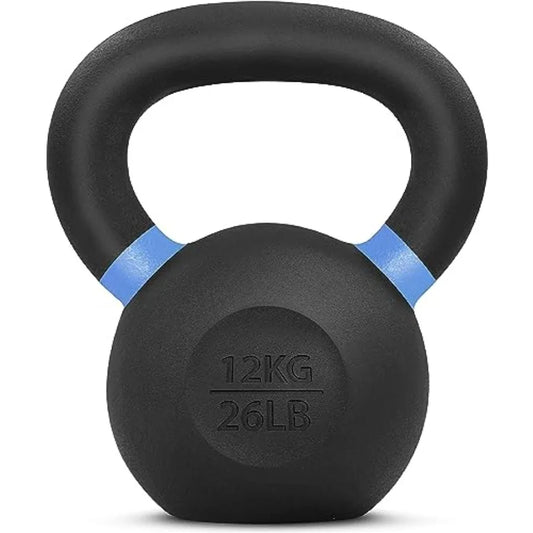 Powder Coated Kettlebell Cast Iron Core Kettlebells with Non-Slip Handle Flat Bottom for Conditioning Heavy Duty for Strength T