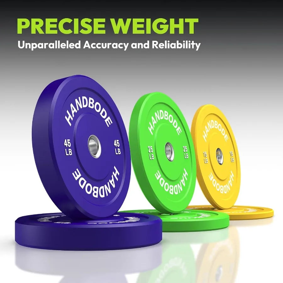 Colored Bumper Weight Plates Weight Plate Set 2-Inch 10/15/20/25/35/45/55 lb Barbell Weight Plates Set for Home Gym Rub