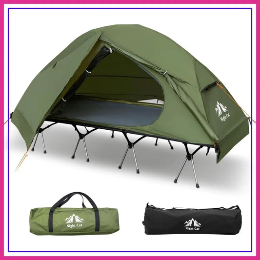 Camping Cot Tent Combo - Waterproof 1-Person Elevated Cot Bed with Tent, Portable Easy Setup for Adults