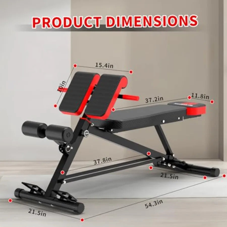 Multi-Functional Weight Bench,Roman Chair Adjustable Workout Bench for Home Gym Equipment Full Body Workout Adjusts to Decline o