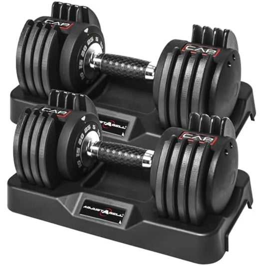 Adjustable Dumbbells 25 lb Pair with Contoured Full Rotation Handle Honeycomb Chrome and Black Handle for Home Gym Use