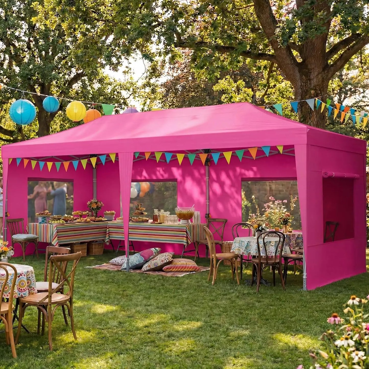 10x20 Pop up Canopy Tent with Sidewalls Windows Waterproof for Outdoor Party Wedding, Custom