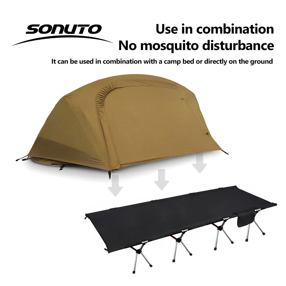 Lightweight Camping Camp bed Tent 1-2 Person Waterproof Sunproof Quick Setup 210D Oxford Backpacking Tent for Hiking Outdoor