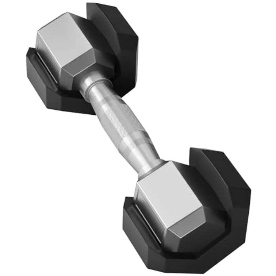 Signature Fitness Rubber Encased Hex Dumbbells with Optional Rack 10 15 20LB Pairs and 10 15 20LB Pairs Weight Sets for Home Gy