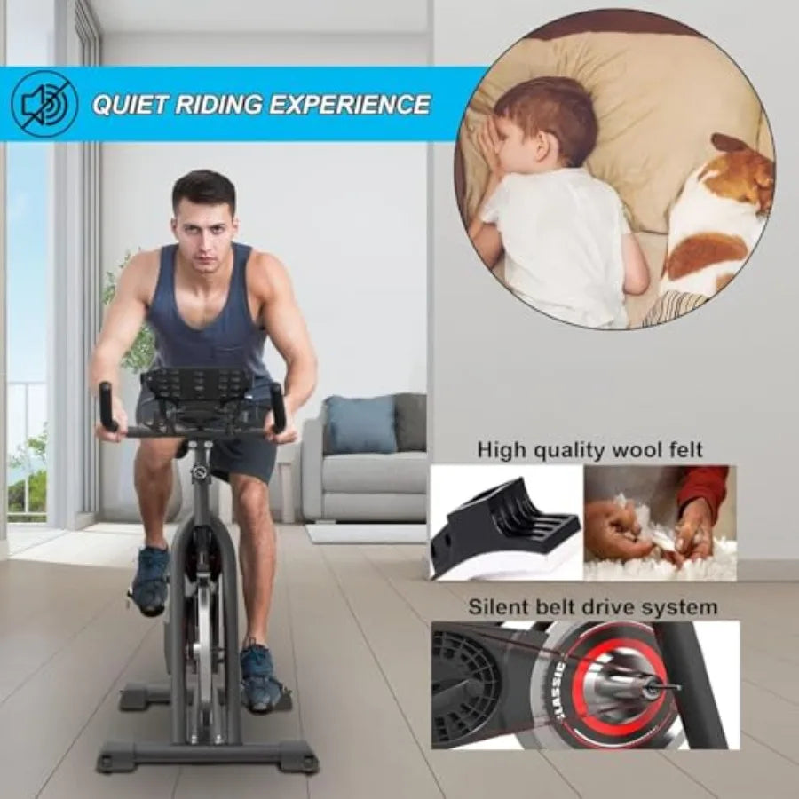 Exercise Bikes StationaryExercise Bike for Home Indoor Cycling Bike for Home Cardio Gym Workout Bike with Mount LCD Monitor Sil
