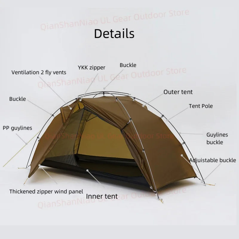 3F UL GEAR Taiji 1 Tent Outdoor Camping 1 Person Tent Ultralight 15D Nylon Tent Waterproof Hiking Mountaineering