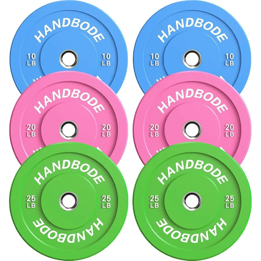 Colored Bumper Weight Plates Weight Plate Set 2-Inch 10/15/20/25/35/45/55 lb Barbell Weight Plates Set for Home Gym Rub