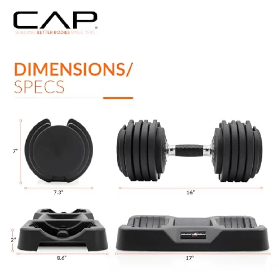 Adjustable Dumbbells 25 lb Pair with Contoured Full Rotation Handle Honeycomb Chrome and Black Handle for Home Gym Use